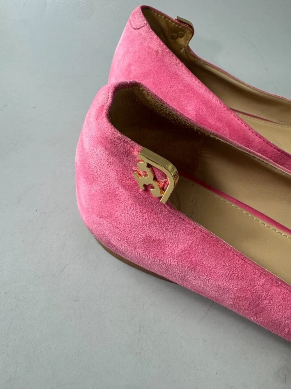 Tory Burch Pink Suede Pointed Flats, Size 7 M